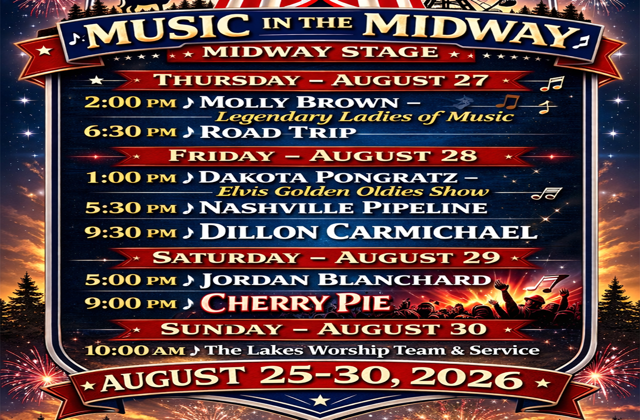 Waupaca County Fair 2026 Music in the Midway Schedule