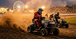 Lawnmower Races at the Waupaca County Fair on Wednesday, August 26, 2026 at 7:00pm